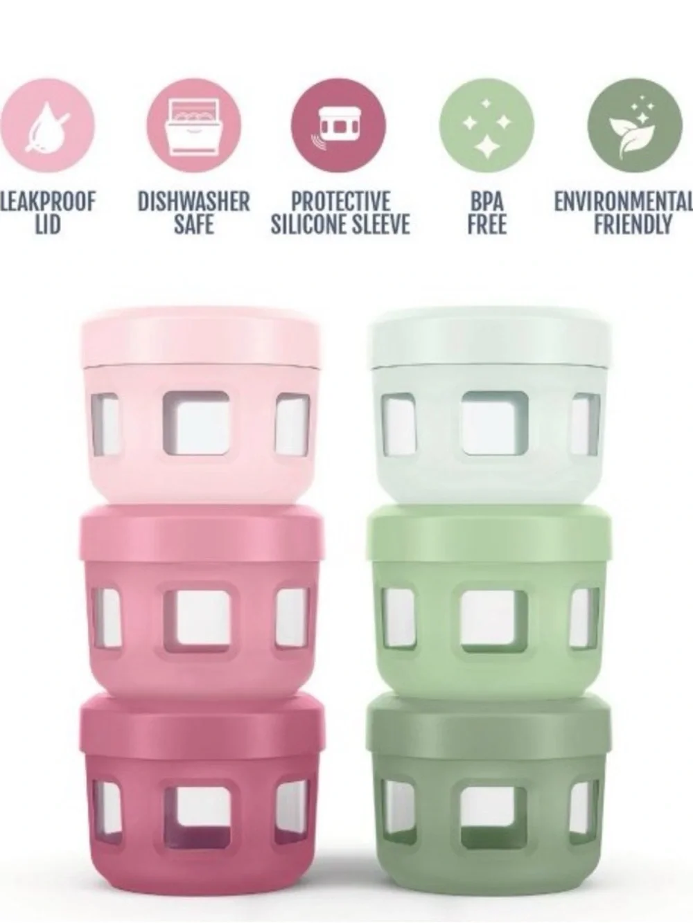 Ello 12pc (Set of 6) Glass Condiment Food Storage Containers Gradient